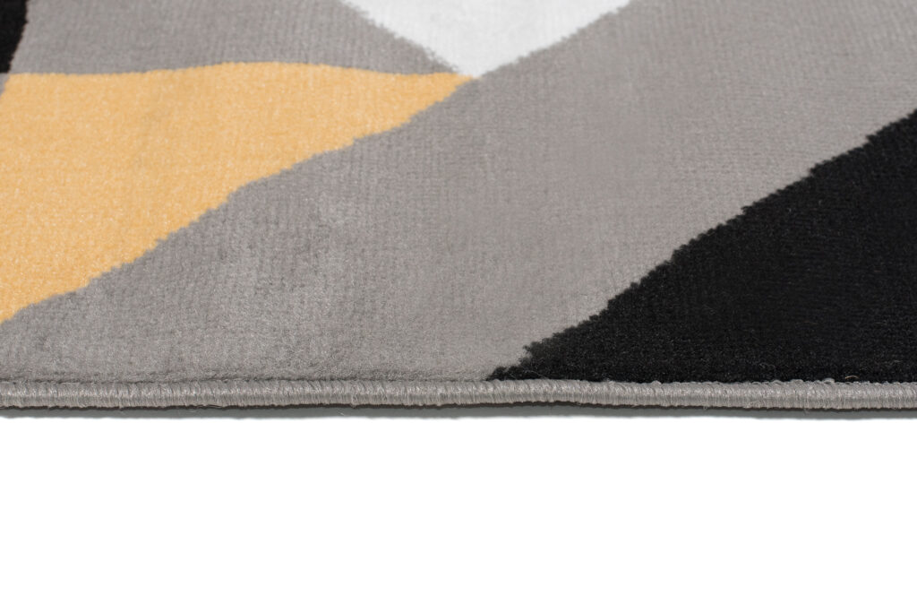 Area Rug Maya Modern Short Pile Triangles Geometric Grey Yellow
