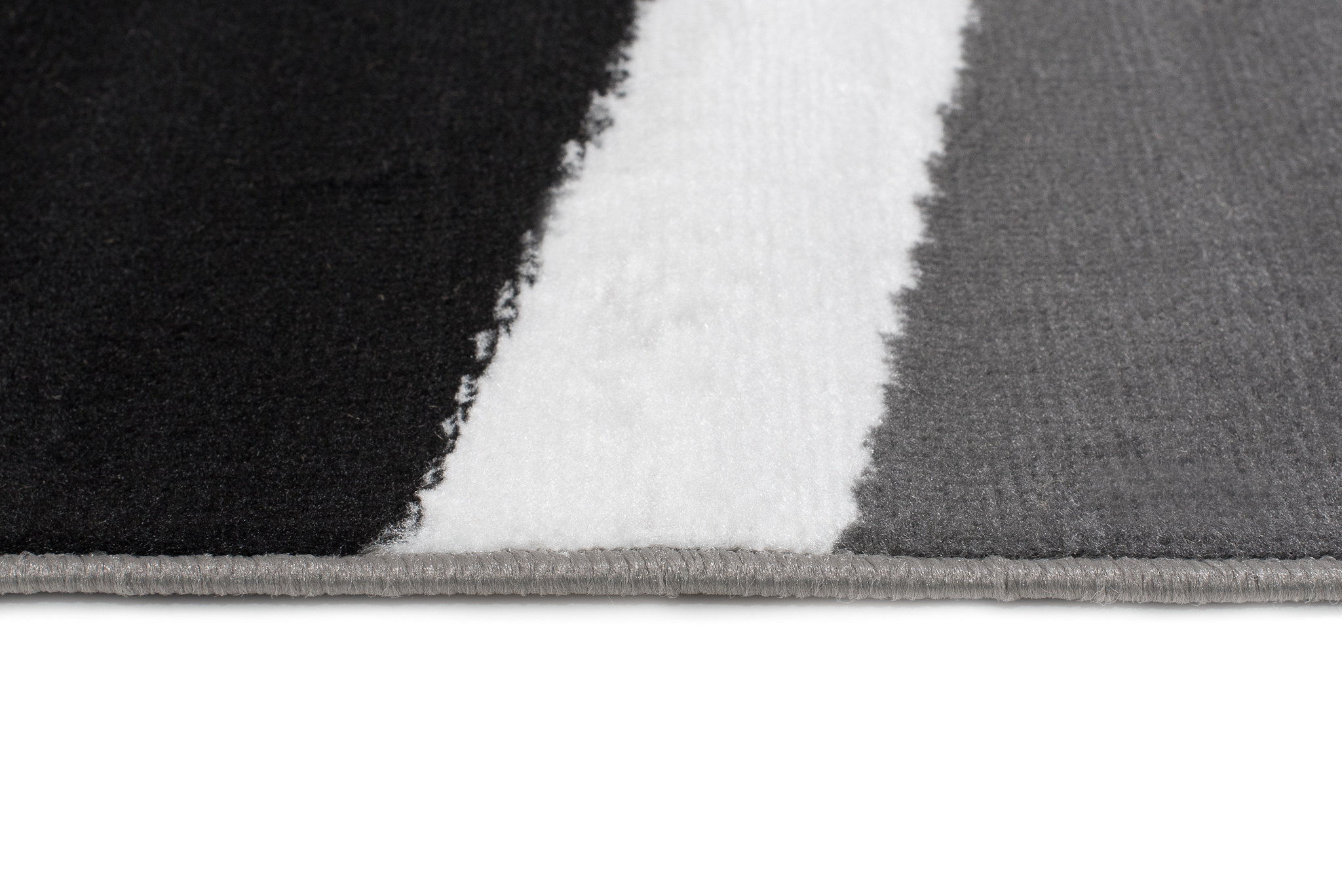 Area Rug Maya Modern Short Pile Waves Lines Designer Grey Black
