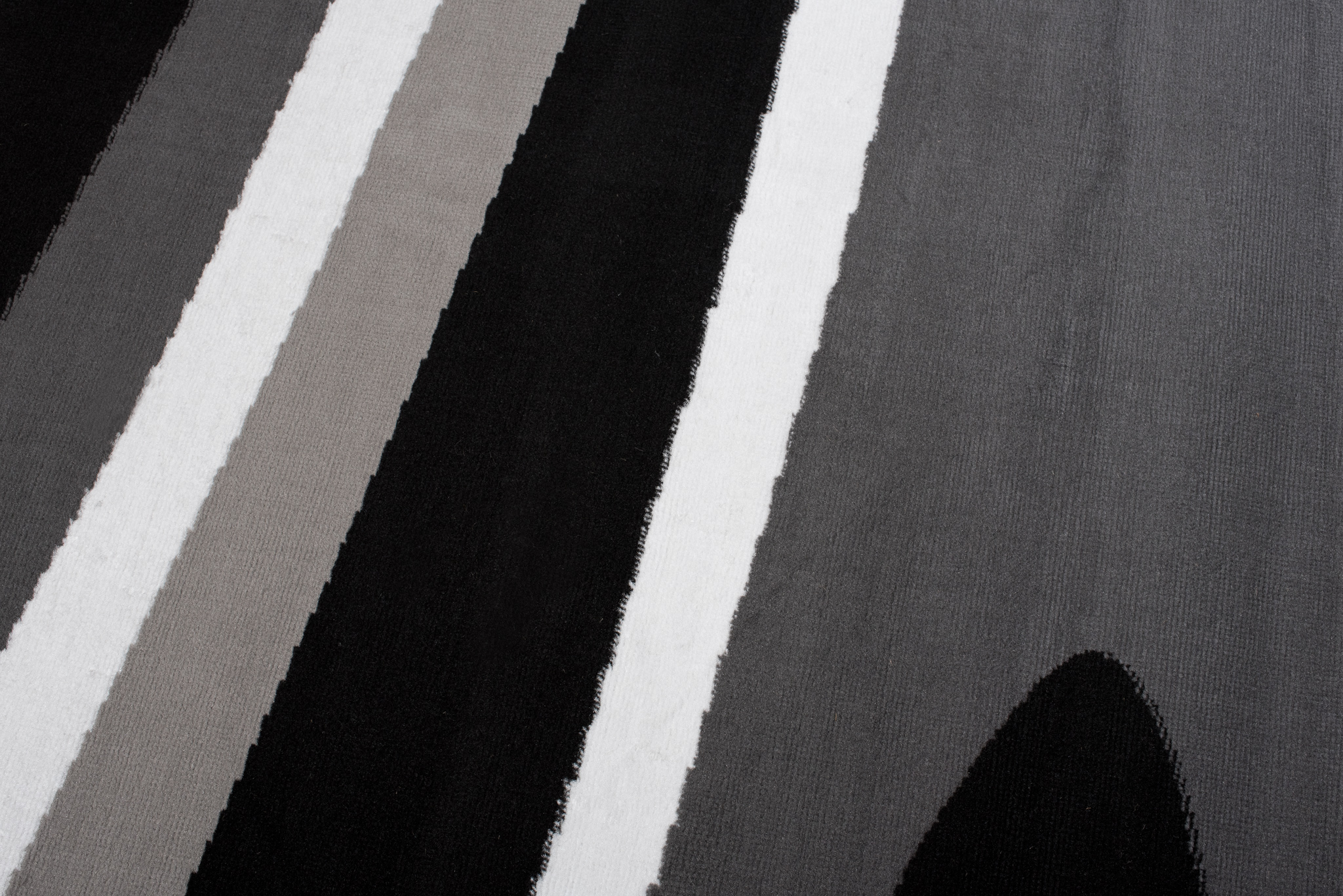 Area Rug Maya Modern Short Pile Waves Lines Designer Grey Black