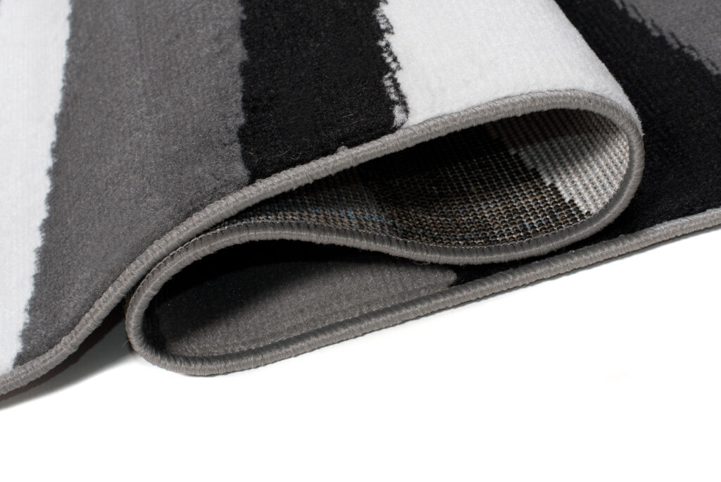 Area Rug Maya Modern Short Pile Waves Lines Designer Grey Black