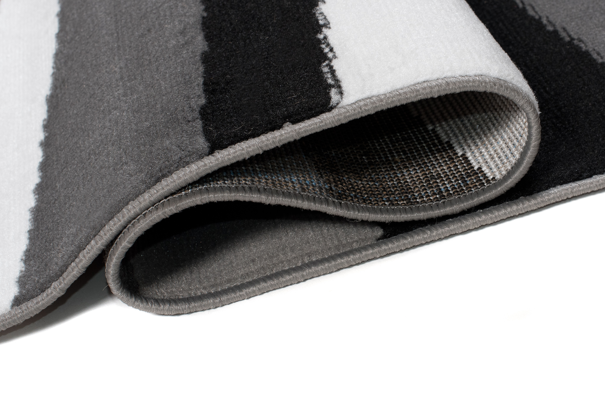 Area Rug Maya Modern Short Pile Waves Lines Designer Grey Black