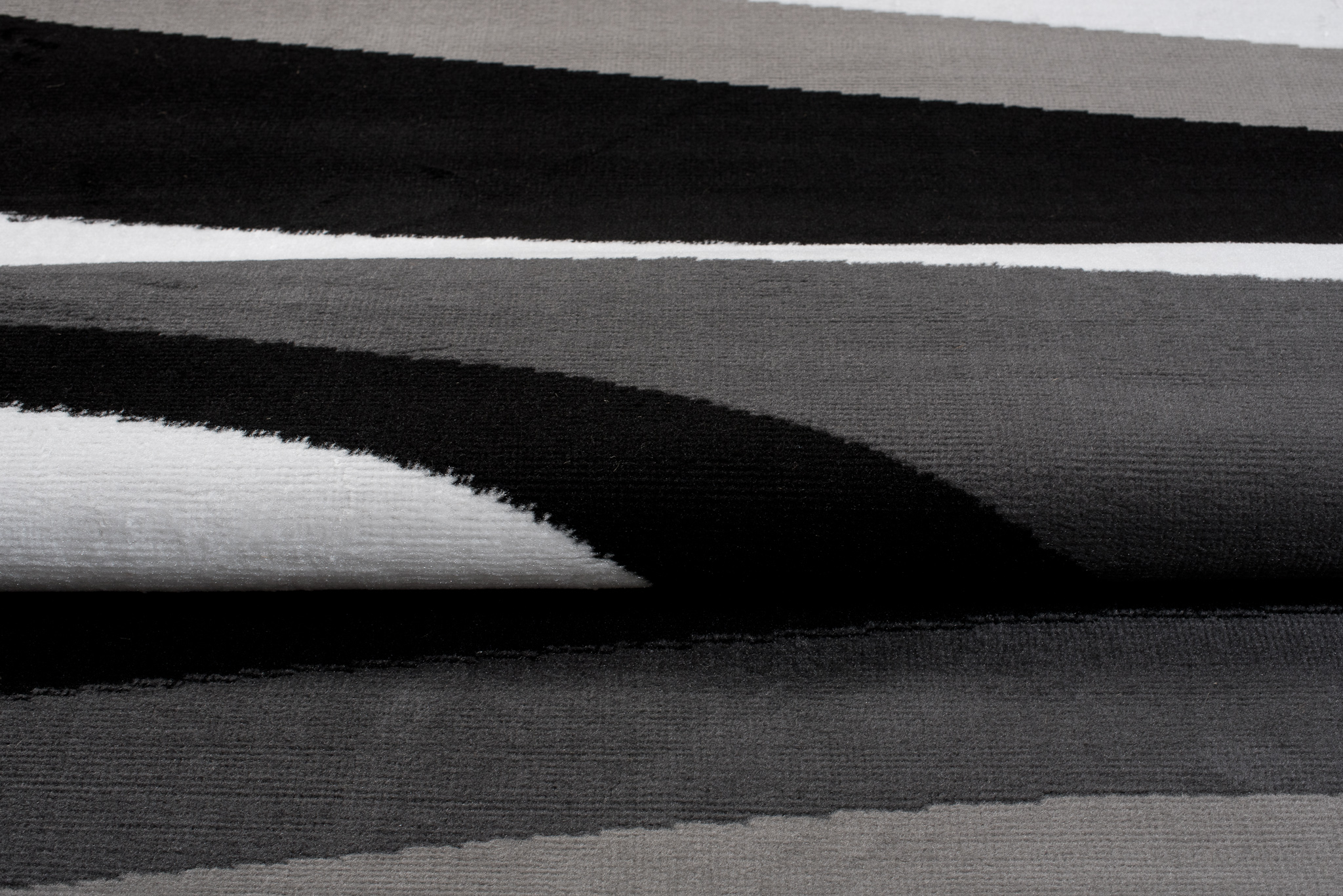 Area Rug Maya Modern Short Pile Waves Lines Designer Grey Black
