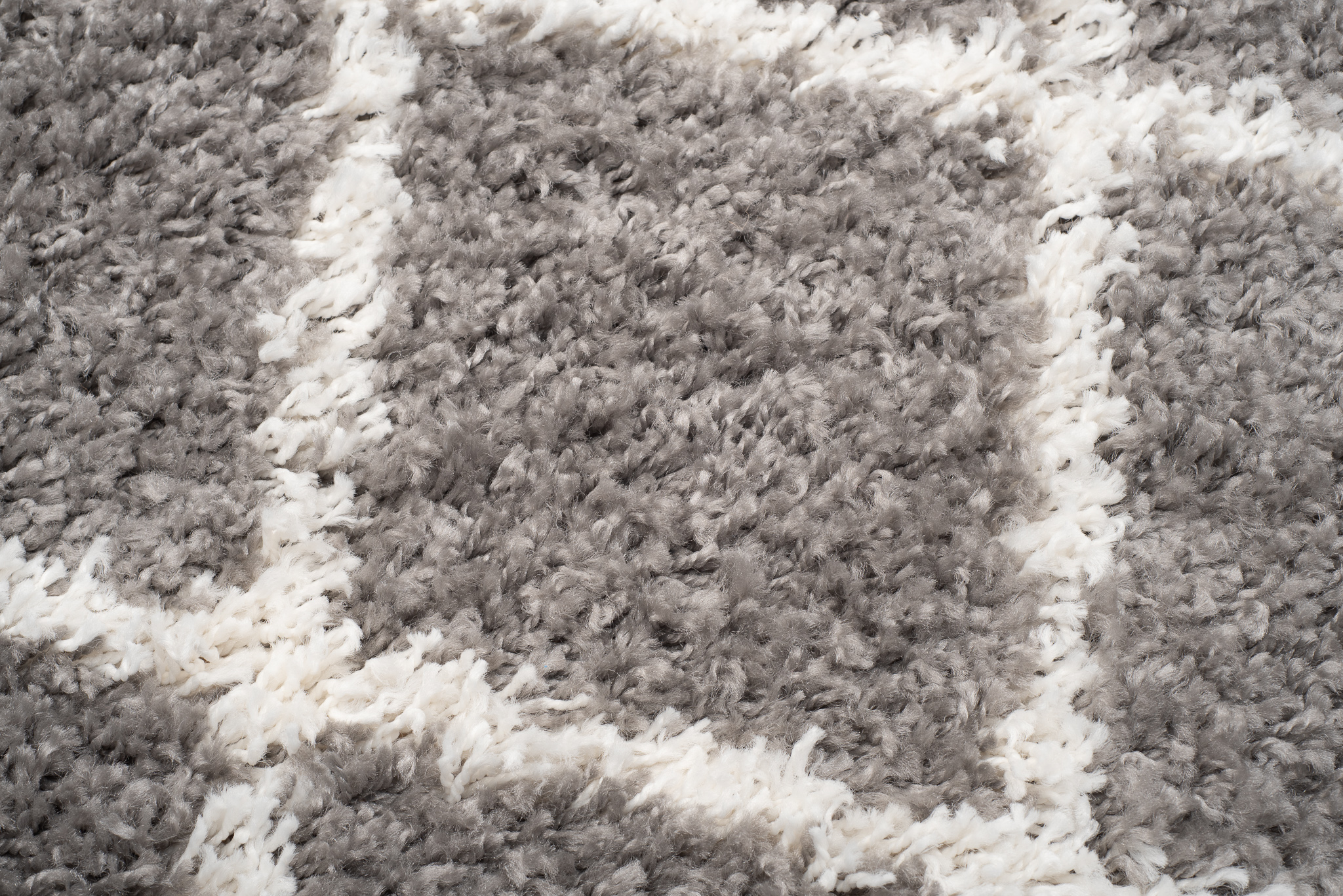 Area Rug Boho Shaggy Fringes Checkered Dots Grey Cream