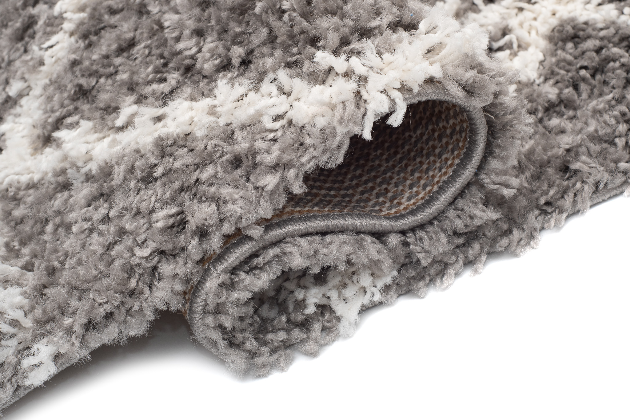Area Rug Boho Shaggy Fringes Checkered Dots Grey Cream