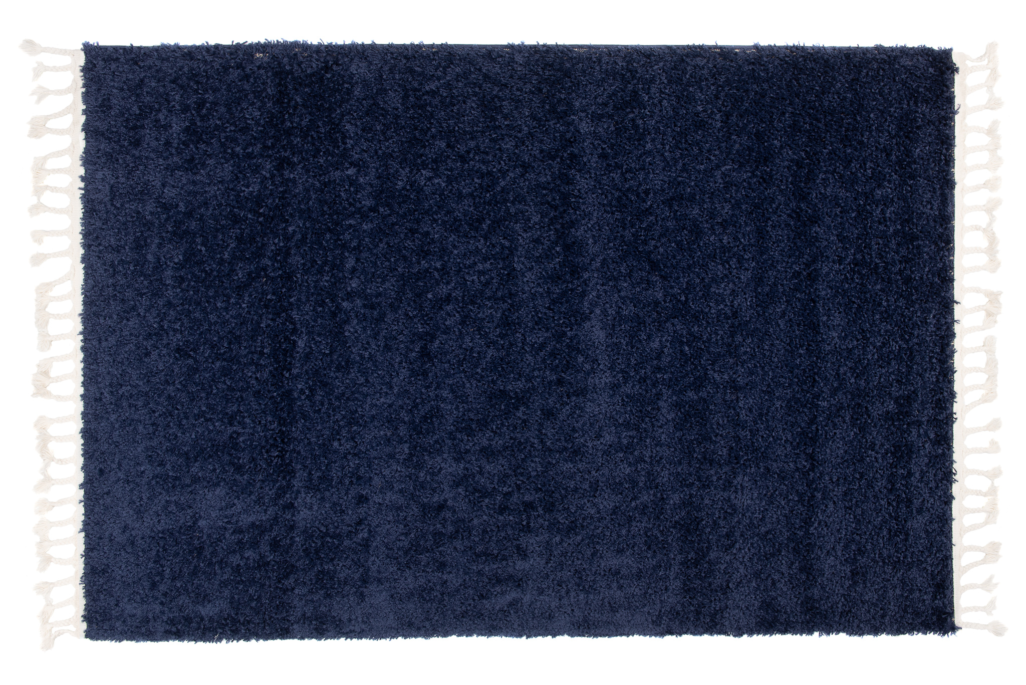 Area Rug Boho Shaggy Fringes Plain One Colour Navy Blue
