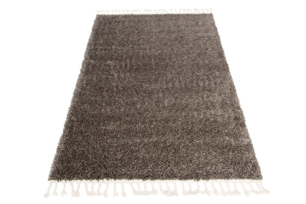 Area Rug Boho Shaggy Fringes Plain One Colour Dark Grey