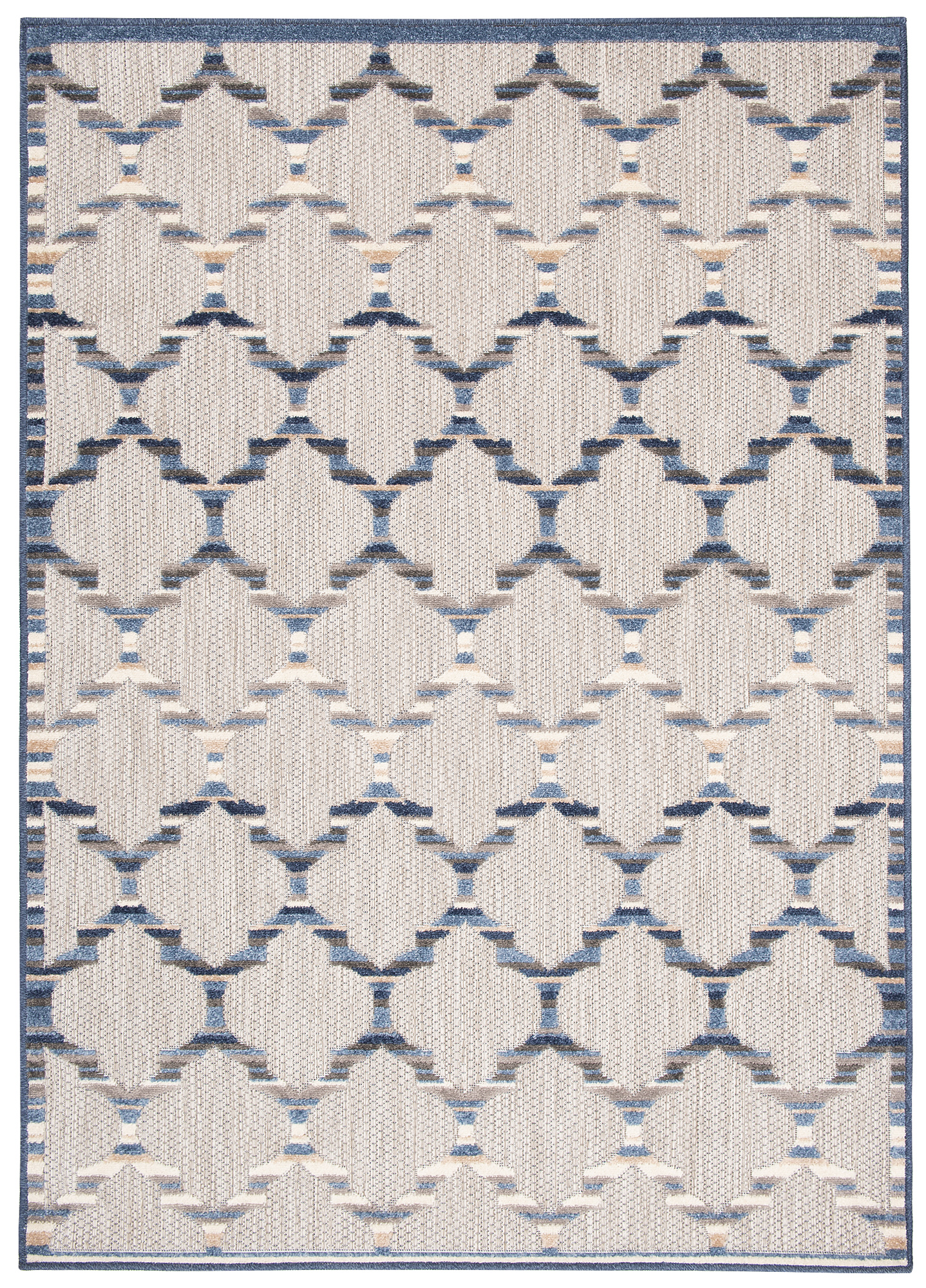 Area Rug Patio Outdoor Grey Blue Trellis