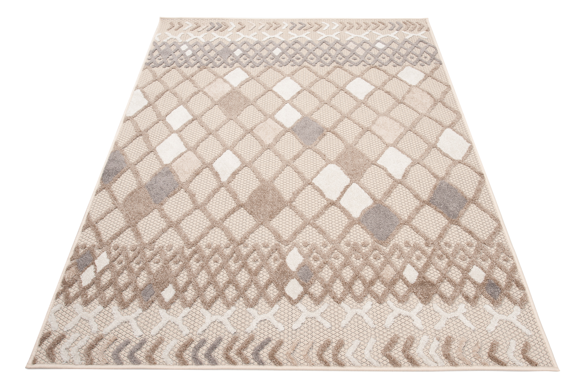 Area Rug Patio Outdoor Grey Cream Ethnic - Image 10