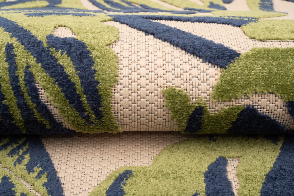 Area Rug Patio Outdoor Cream Monstera Leaves