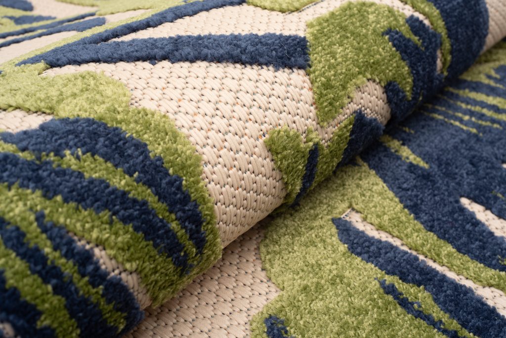 Area Rug Patio Outdoor Cream Monstera Leaves