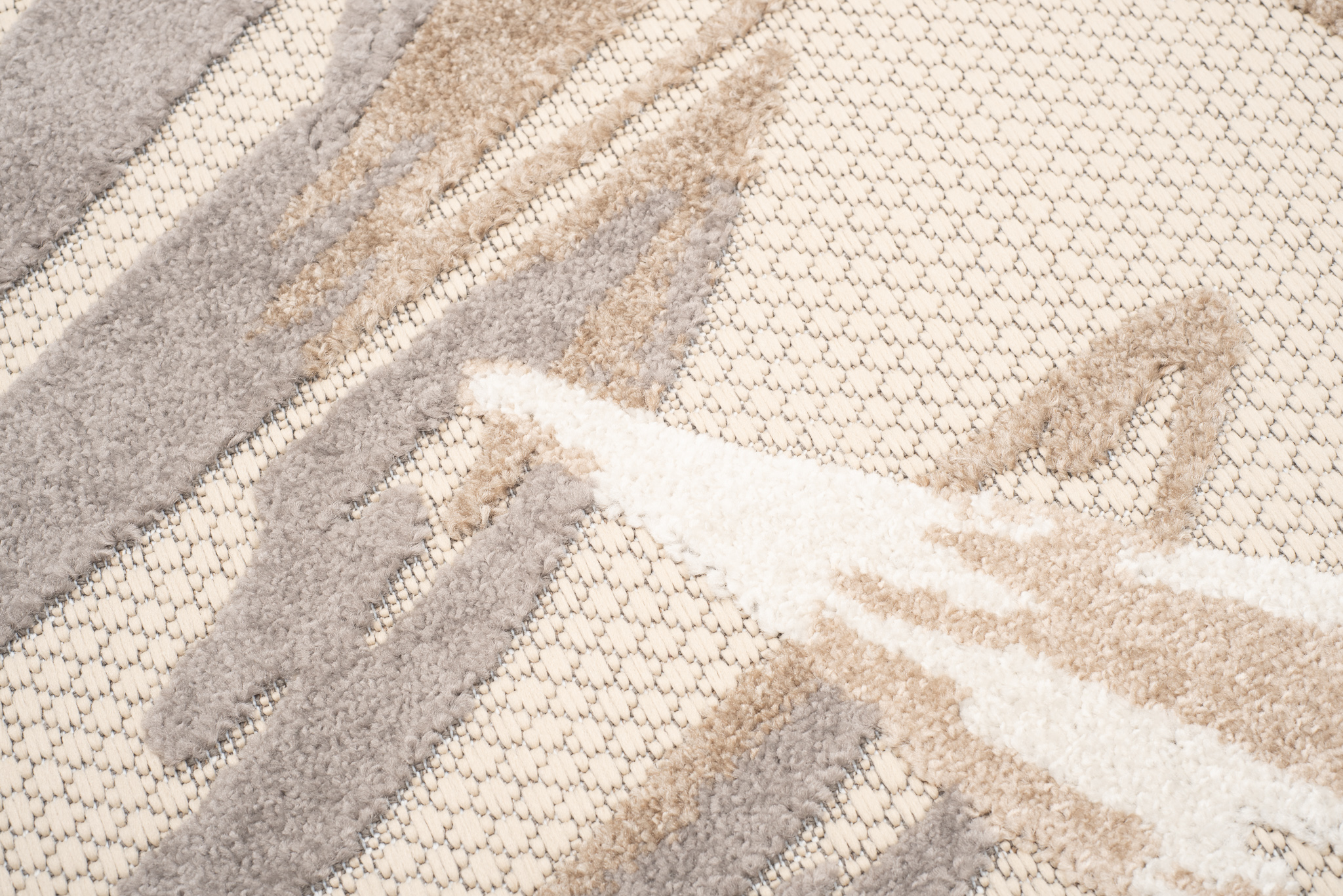 Area Rug Patio Outdoor Cream Grey Leaves