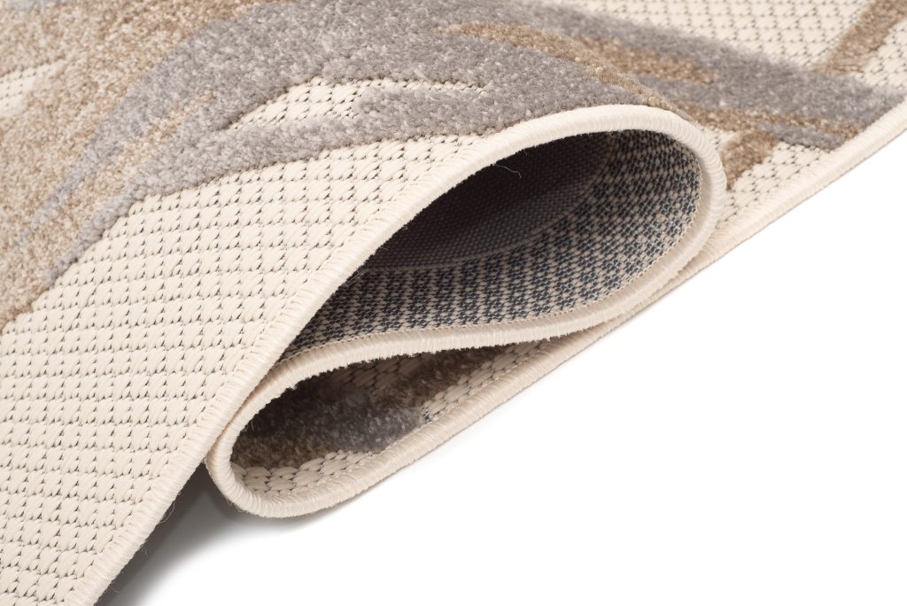 Area Rug Patio Outdoor Cream Grey Leaves