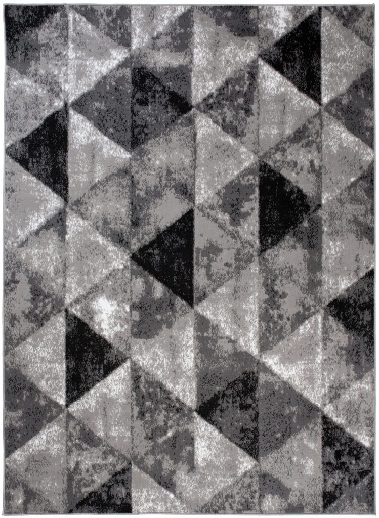 Area Rug Luxury Geometric Light Dark Grey Short Pile