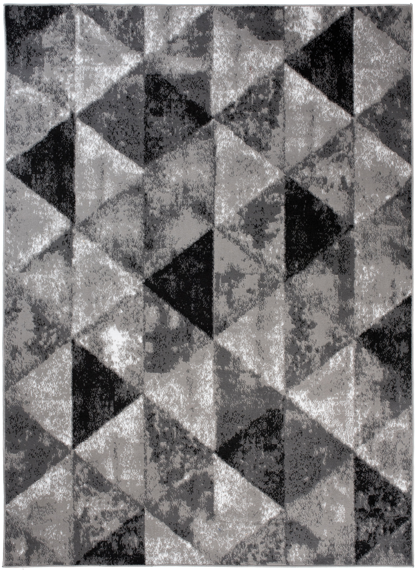 Area Rug Luxury Geometric Light Dark Grey Short Pile