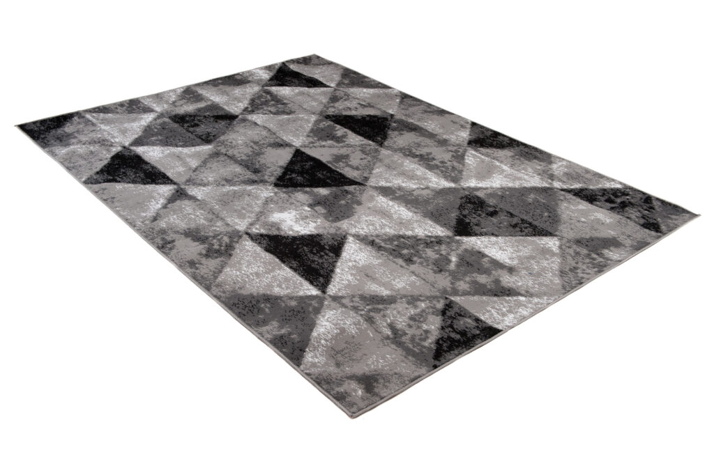 Area Rug Luxury Geometric Light Dark Grey Short Pile