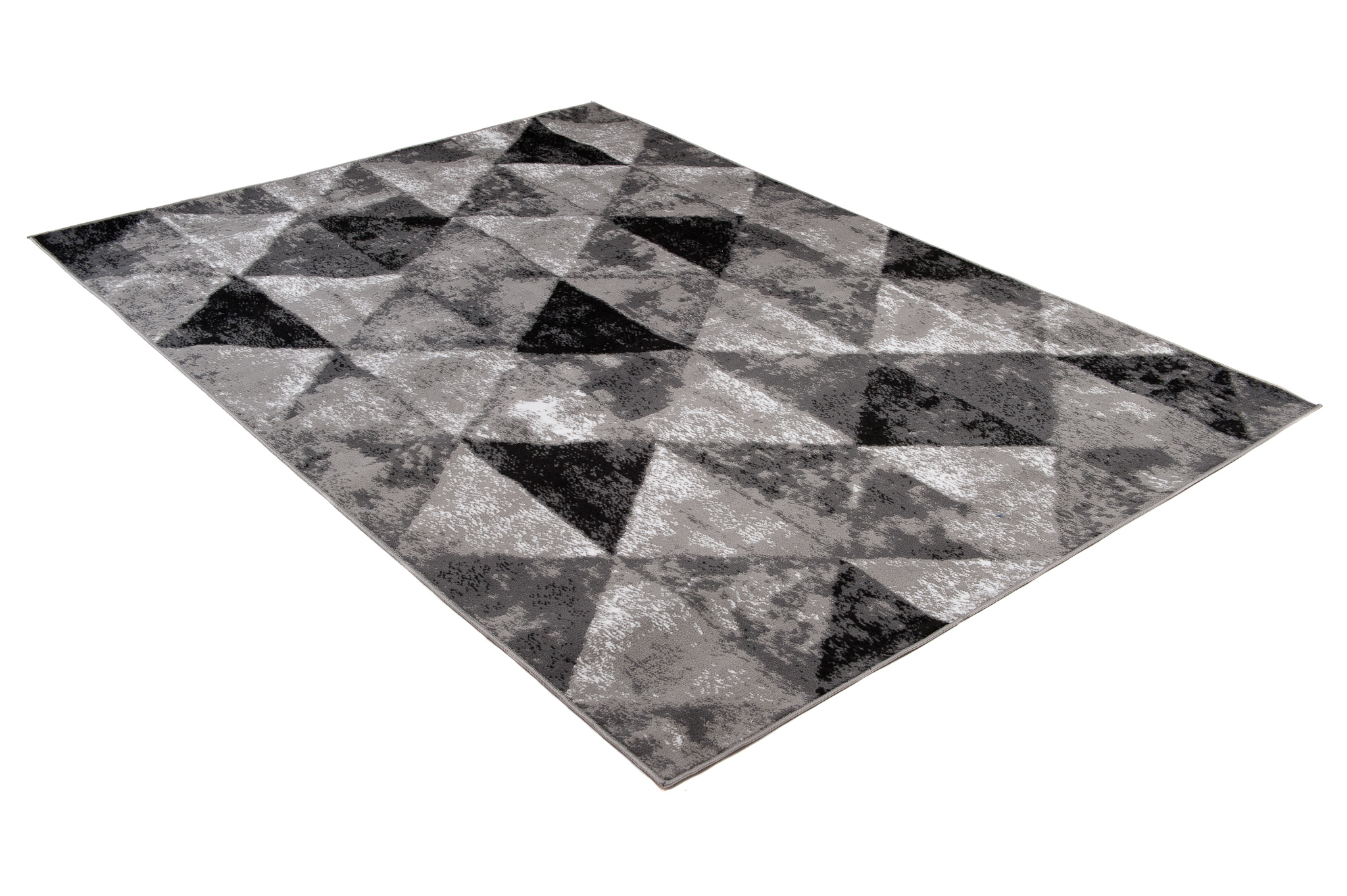 Area Rug Luxury Geometric Light Dark Grey Short Pile