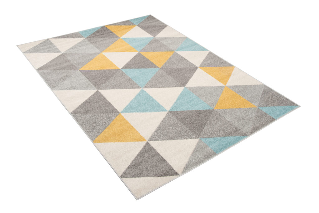Area Rug Lazur Geometric Triangle Multicolour Grey Yellow