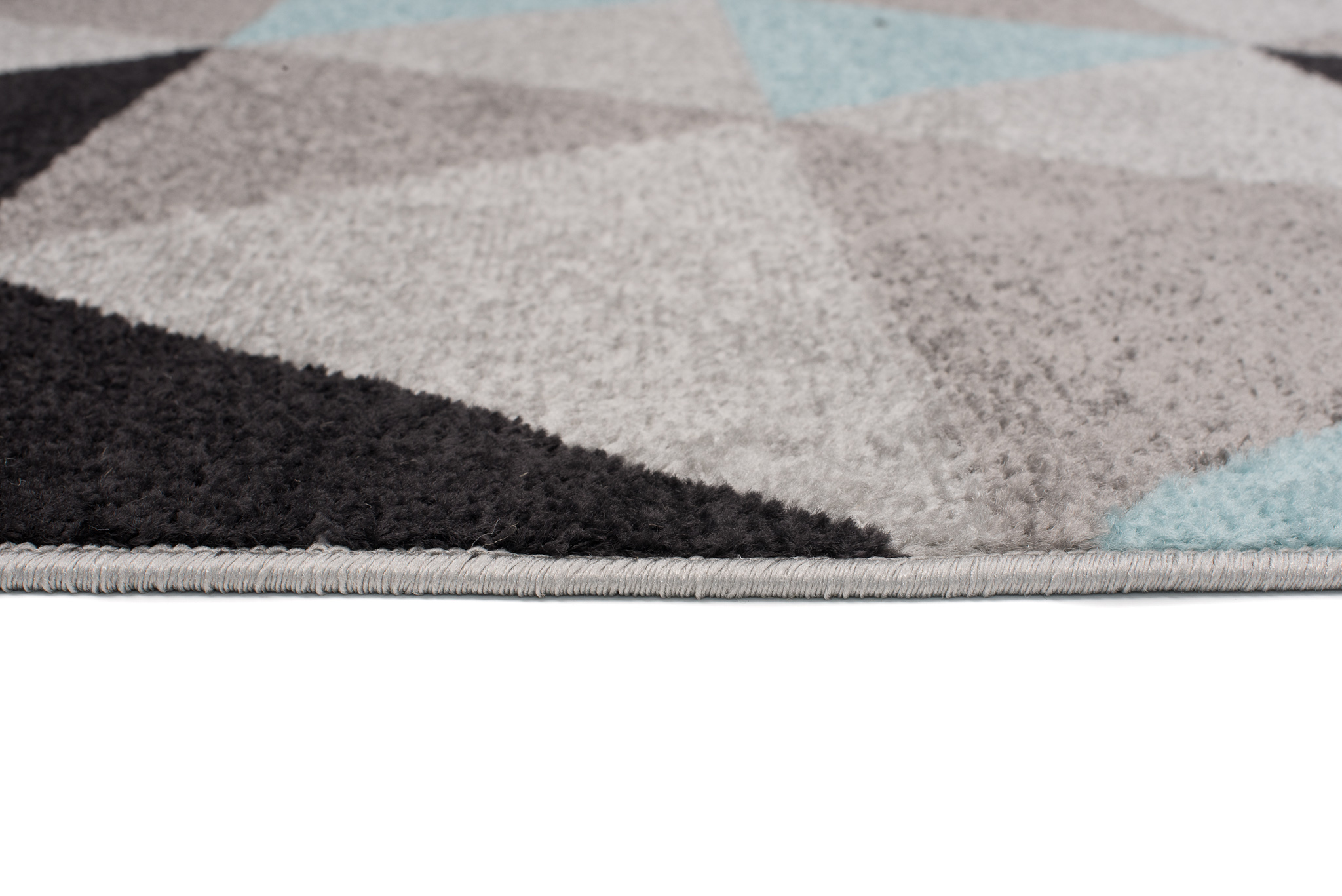 Area Rug Lazur Geometric Triangles Grey Black Turquoise