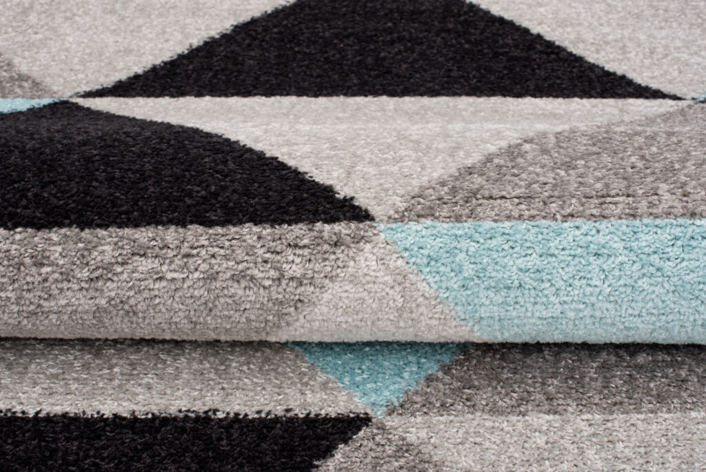 Area Rug Lazur Geometric Triangles Grey Black Turquoise