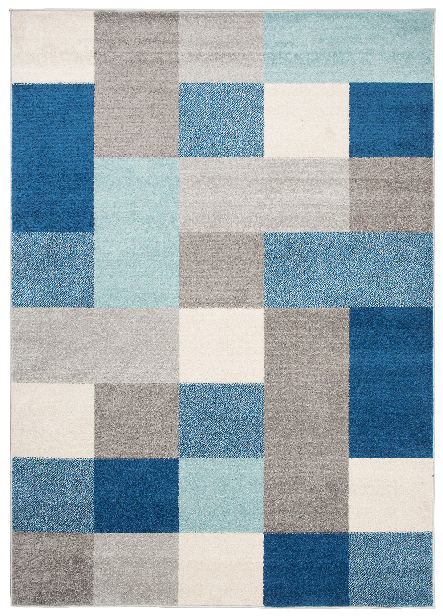 Area Rug Lazur Geometric Squares Grey Blue