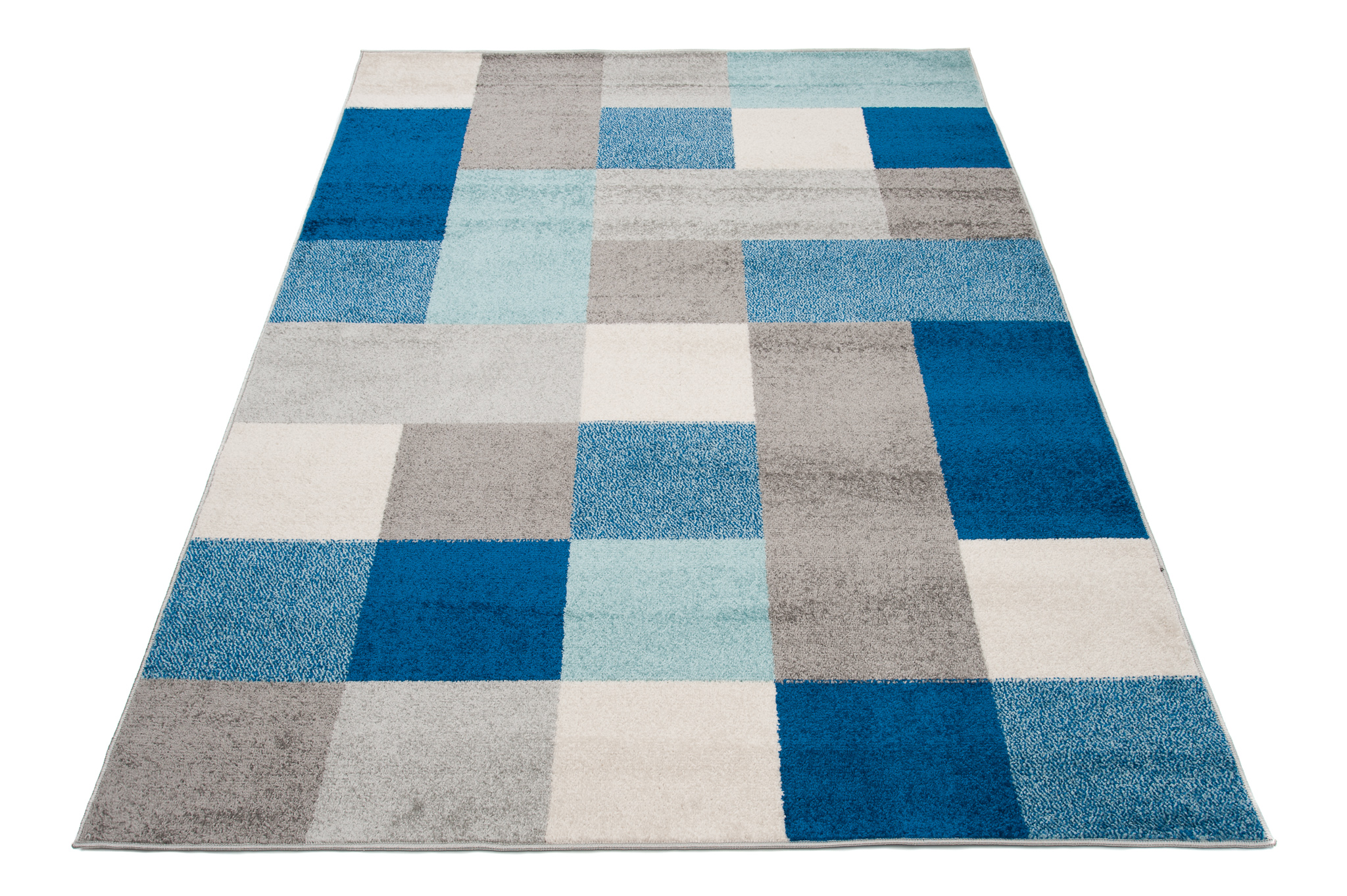 Area Rug Lazur Geometric Squares Grey Blue