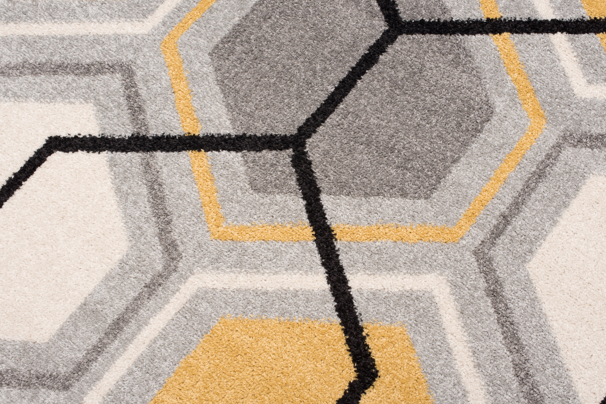 Area Rug Lazur Geometric Hexagon Grey Yellow
