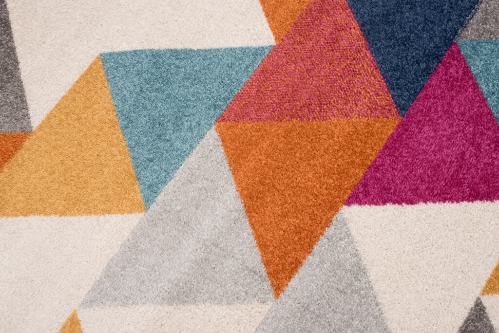 Area Rug Lazur Geometric Triangles Multicolour Orange Blue