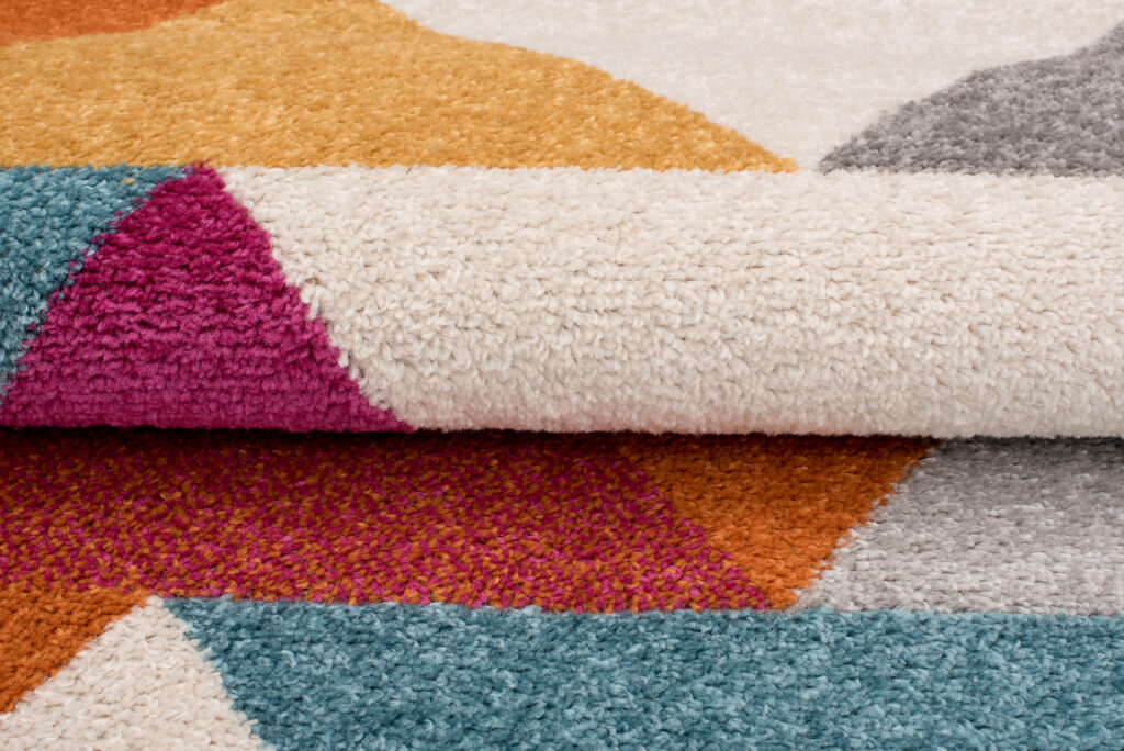 Area Rug Lazur Geometric Triangles Multicolour Orange Blue