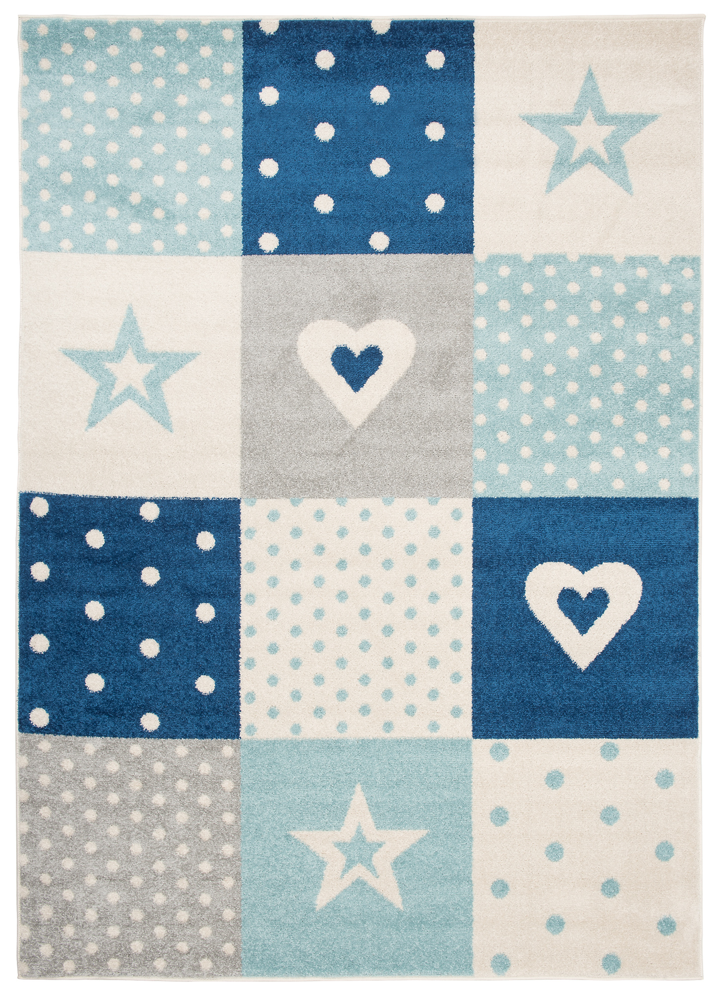 Area Rug Lazur Grey Turquoise Blue White Squares