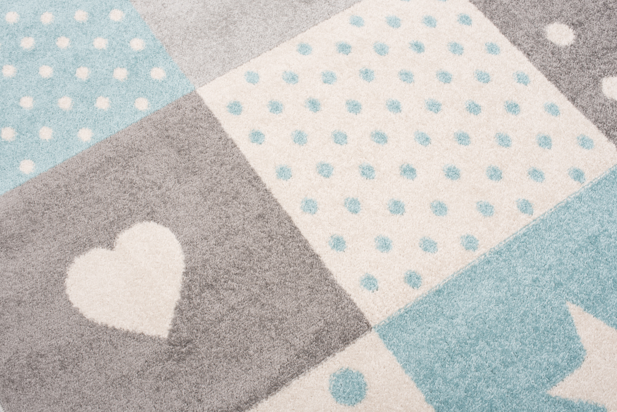 Area Rug Lazur Teenager Grey Turquoise Squares