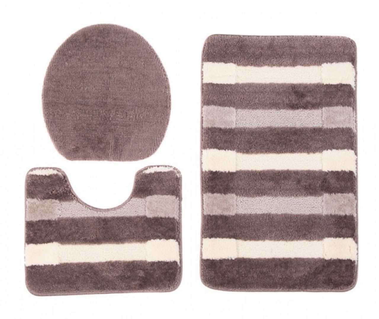 Bathroom Mat Mono Non-Slip Washable Fume Cream 3PC