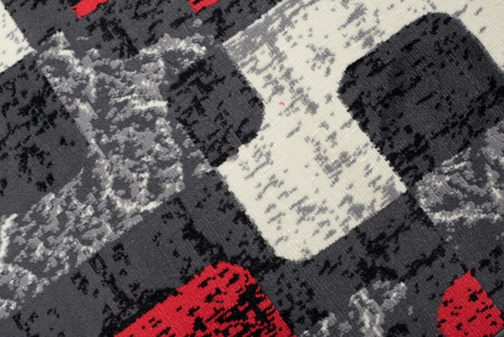 Carpet Runner Dream Grey Cream Red Geometric Shapes