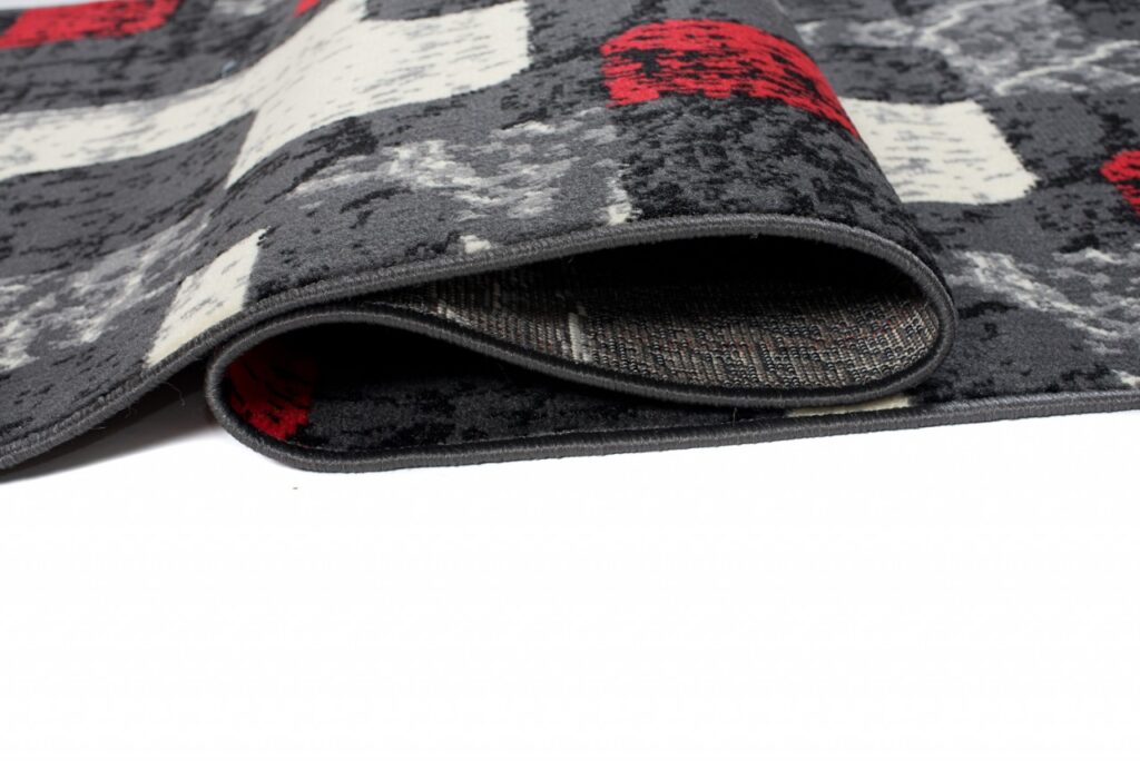 Carpet Runner Dream Grey Cream Red Geometric Shapes
