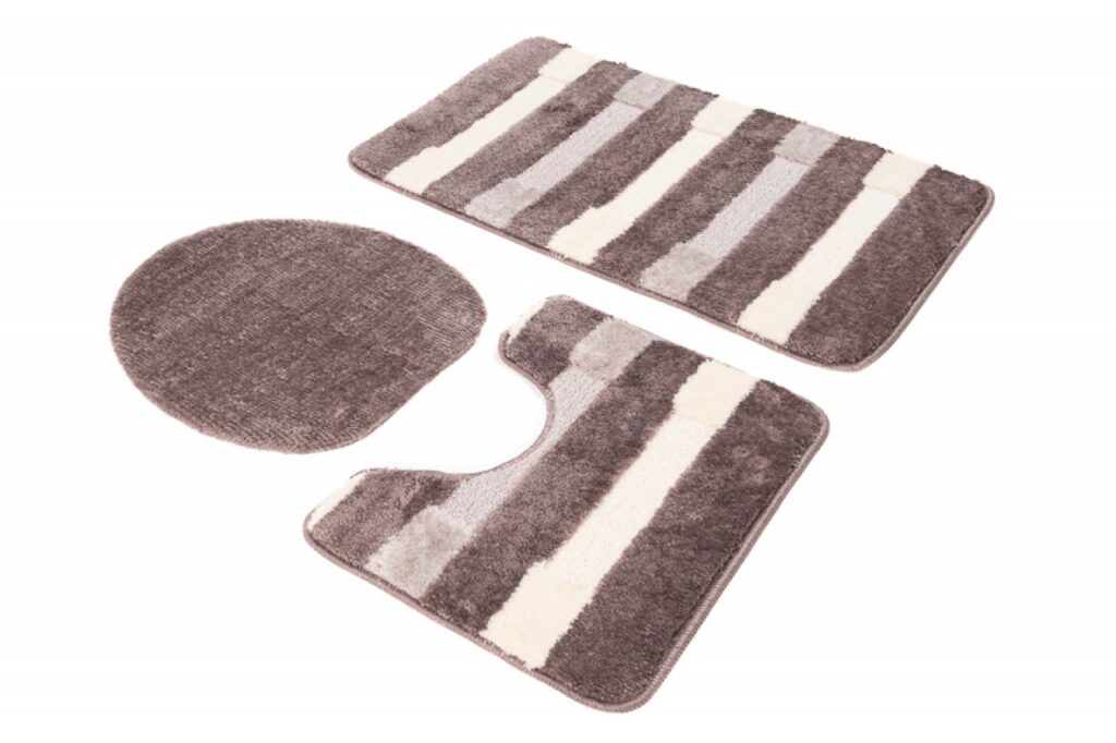 Bathroom Mat Mono Non-Slip Washable Fume Cream 3PC