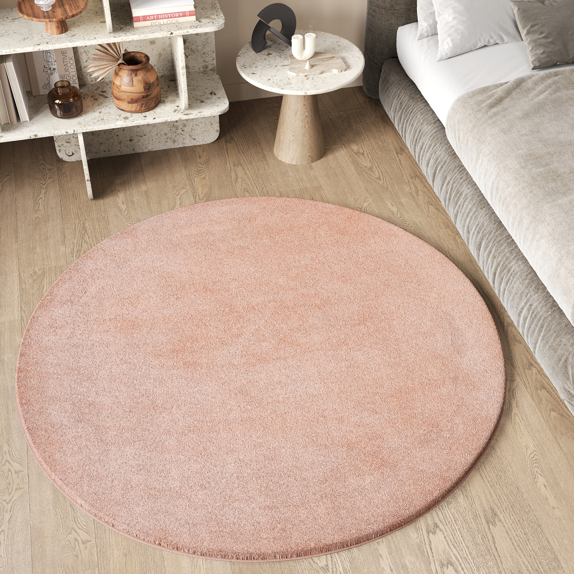 Area Rug Cuddle Round Anti-slip Pink Shaggy