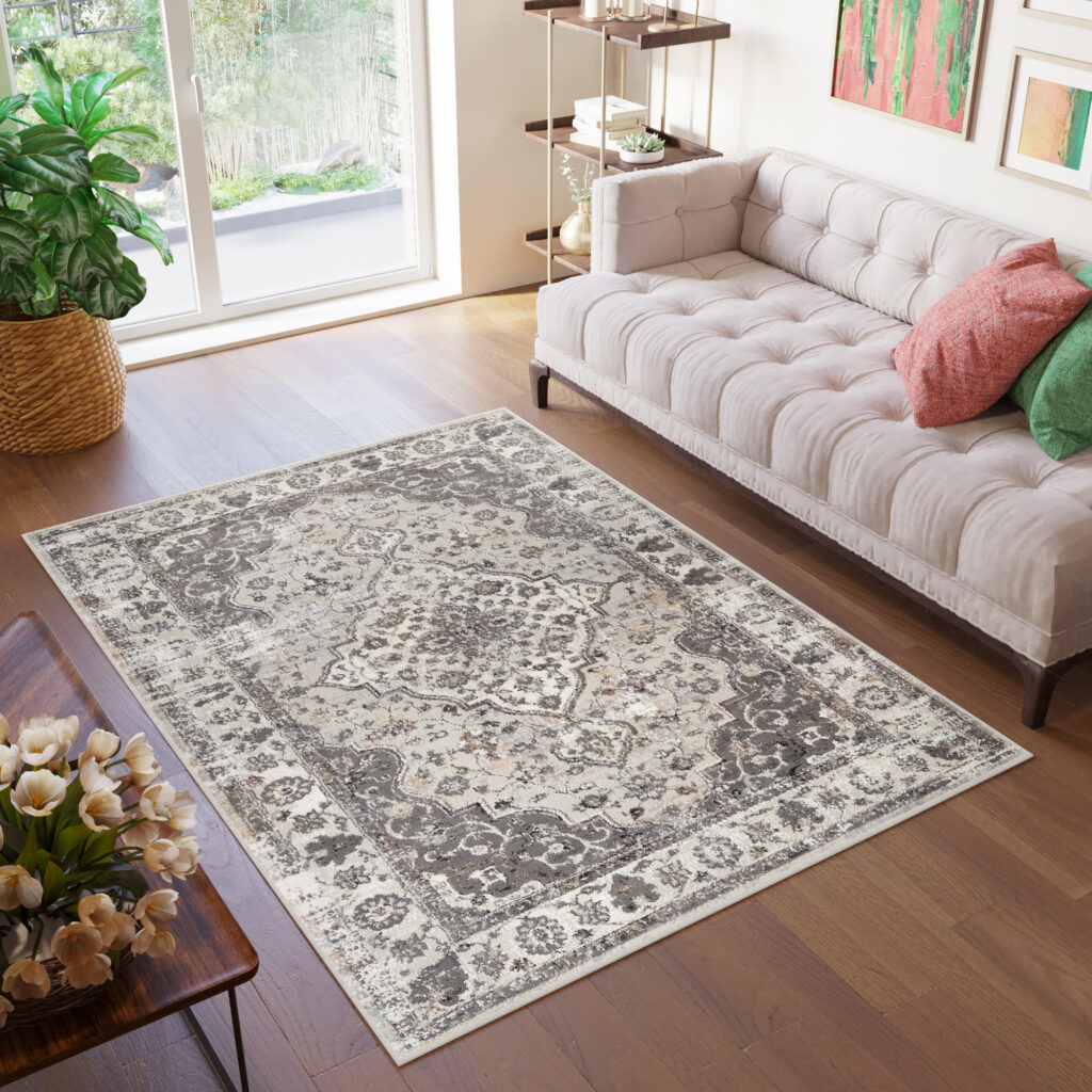 Area Rug Valley Light Grey Multicolour Traditional Frame