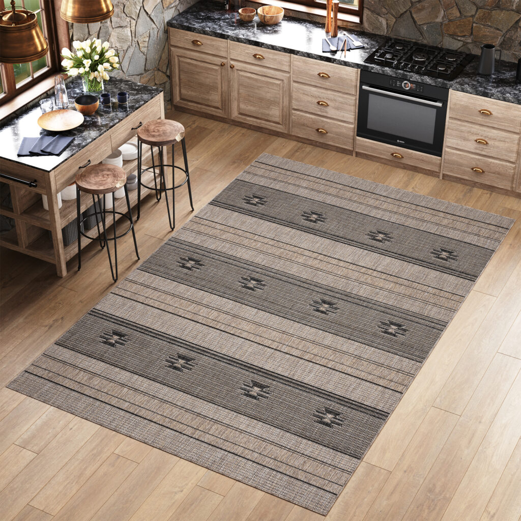 Area Rug Melissa Brown Black Ethnic Indoor Outdoor