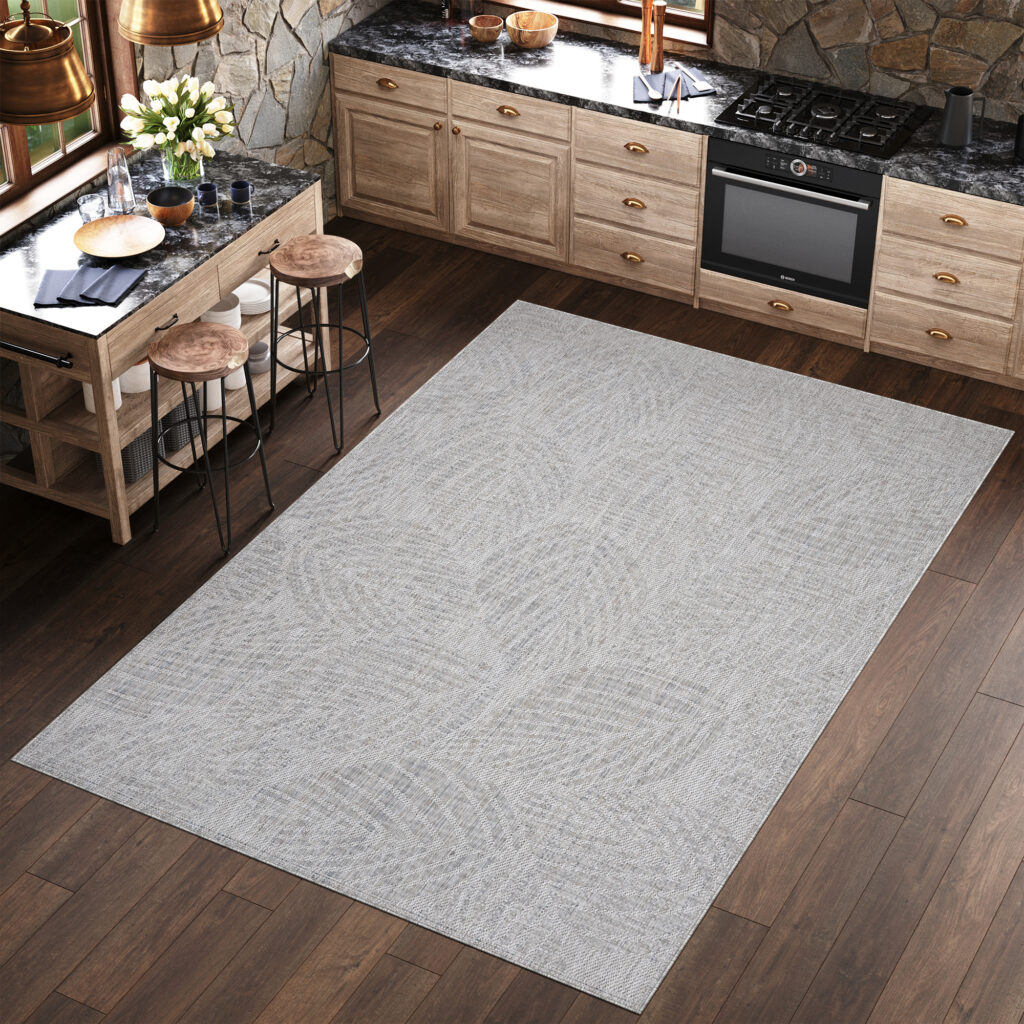 Area Rug Melissa Grey Melange Leaves Indoor Outdoor