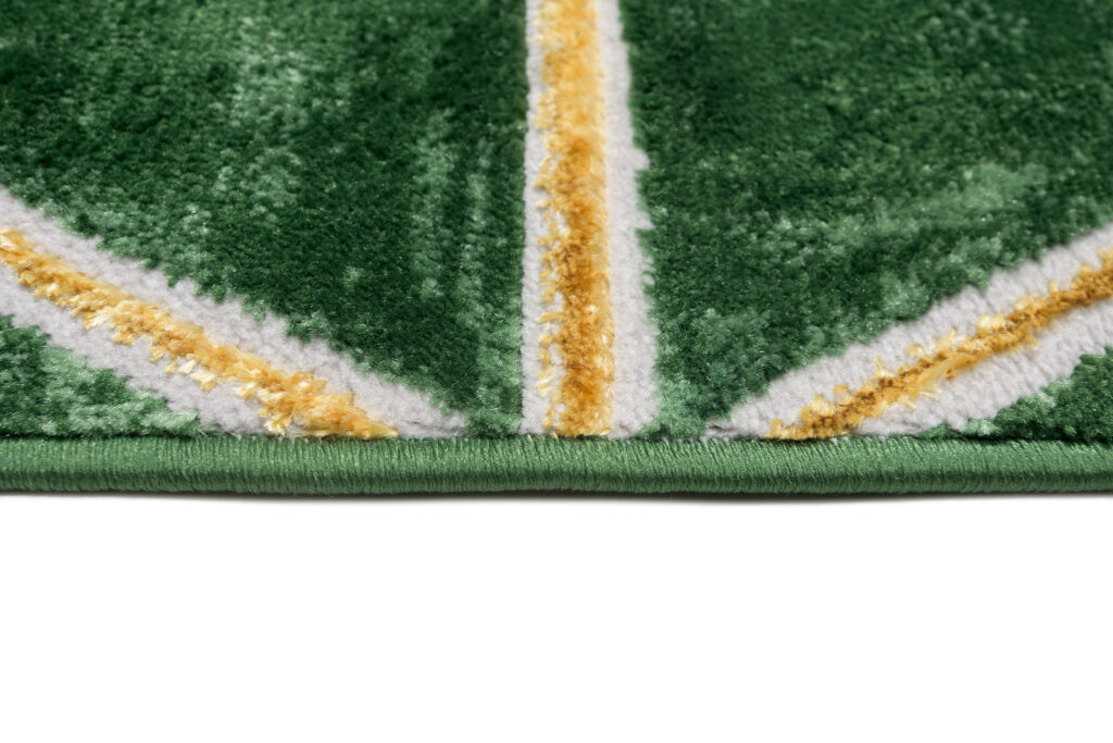 Area Rug Turmalin Green Gold Triangles Geometric