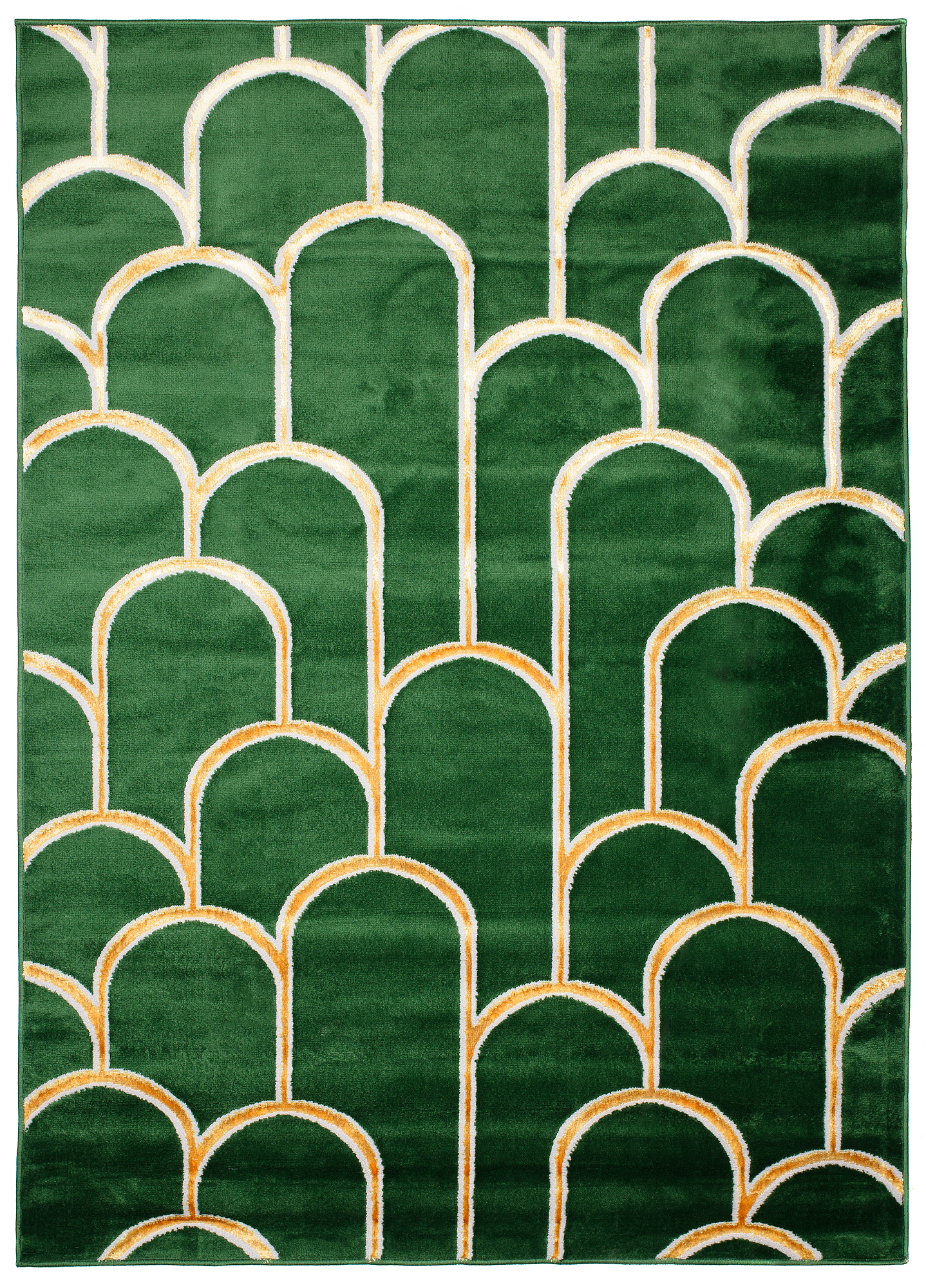 Area Rug Turmalin Green Gold Round Rectangles