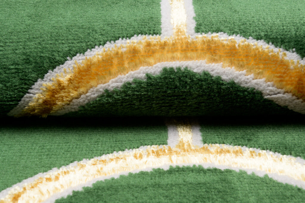 Area Rug Turmalin Green Gold Round Rectangles