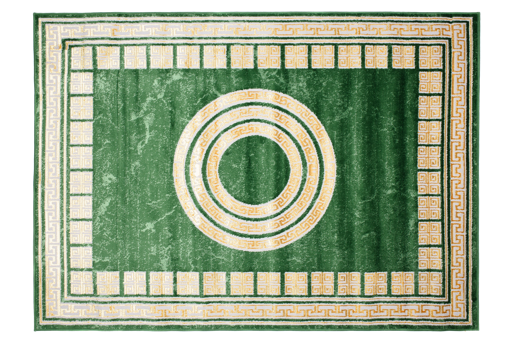 Area Rug Turmalin Green Gold Frame Round Rosette