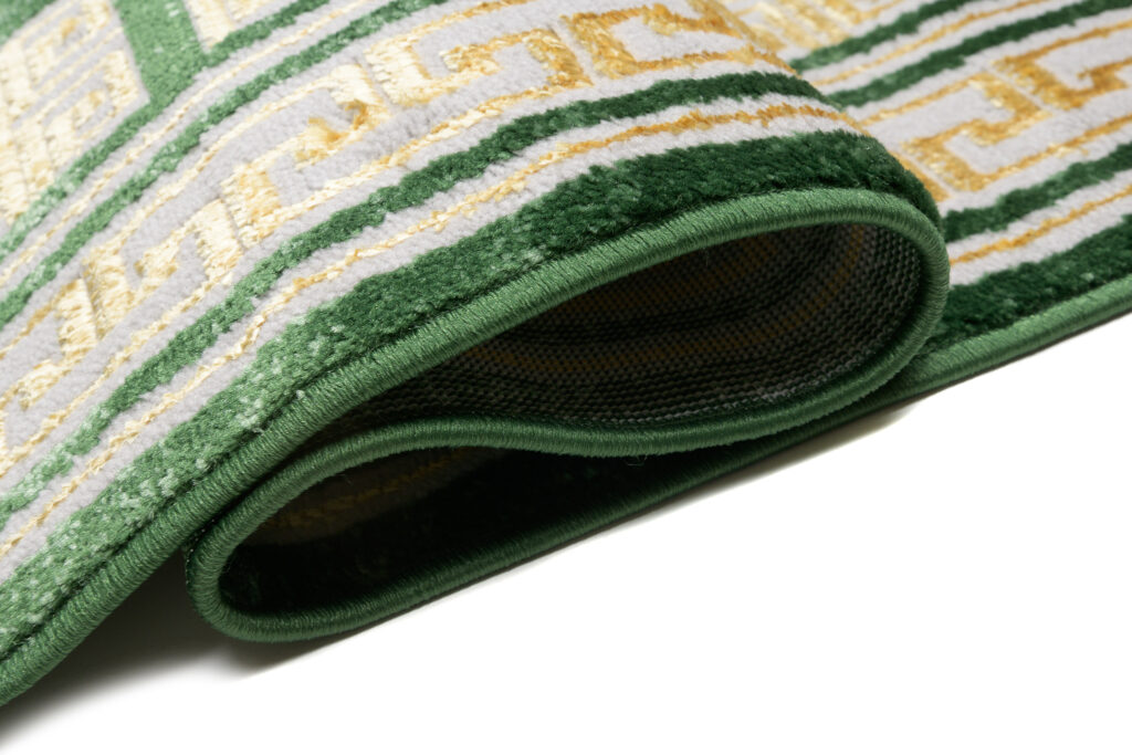 Area Rug Turmalin Green Gold Frame Round Rosette