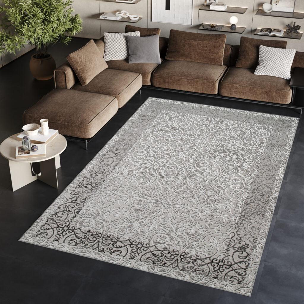 Area Rug Ares Grey Ornaments Vintage