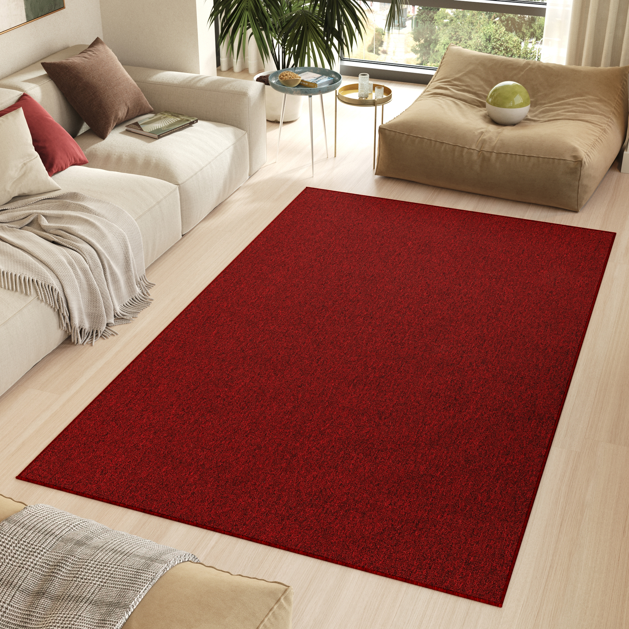 Area Rug Nizza Red Modern Anti-Slip