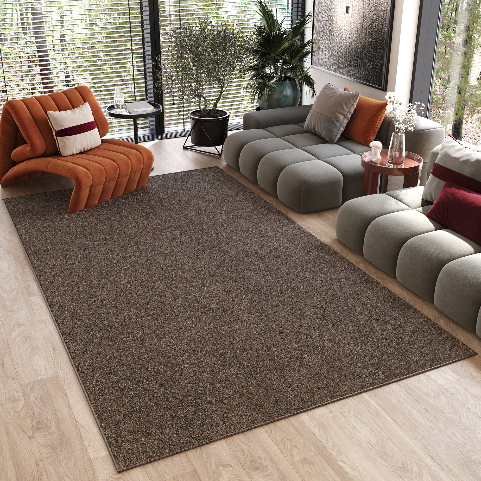 Area Rug Noyan Brown Modern Anti-Slip
