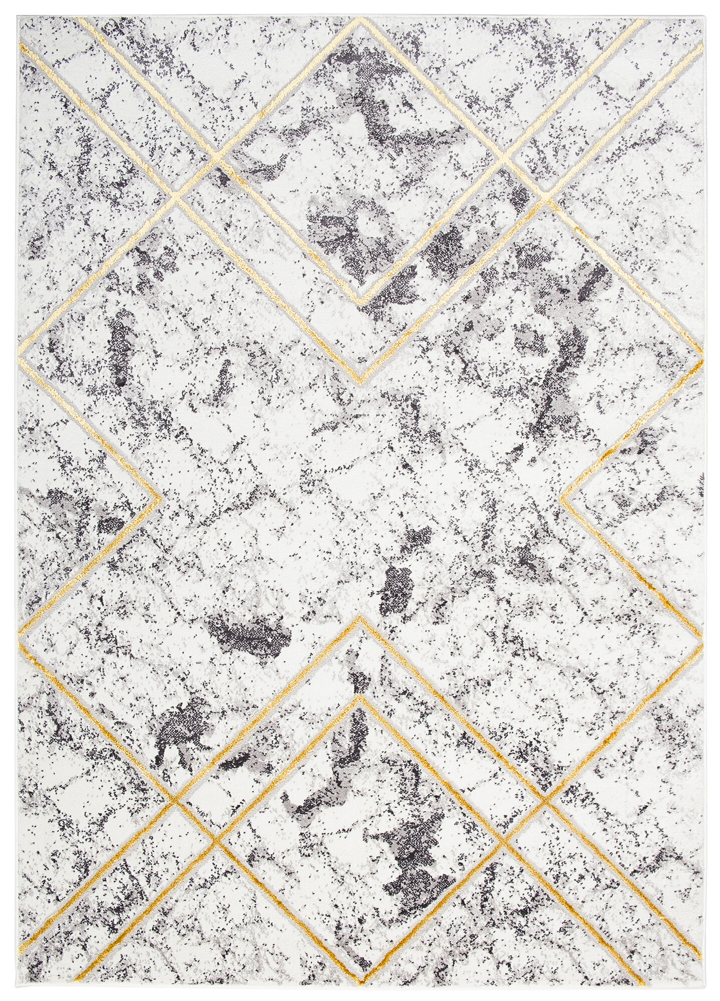 Area Rug Shine Geometric Grey Gold Lines 3D Effect