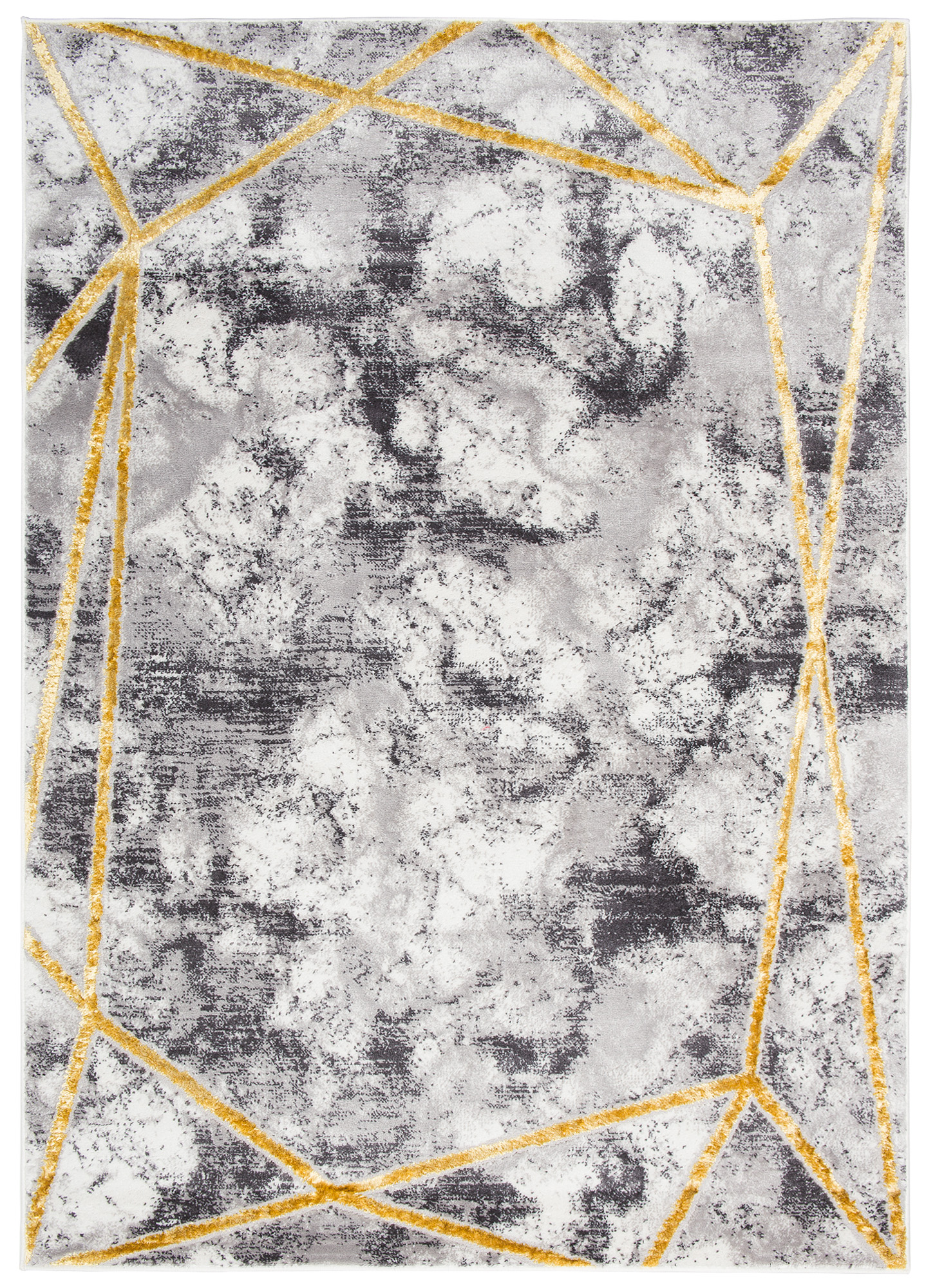 Area Rug Shine Grey Gold Modern Lines 3D Effect