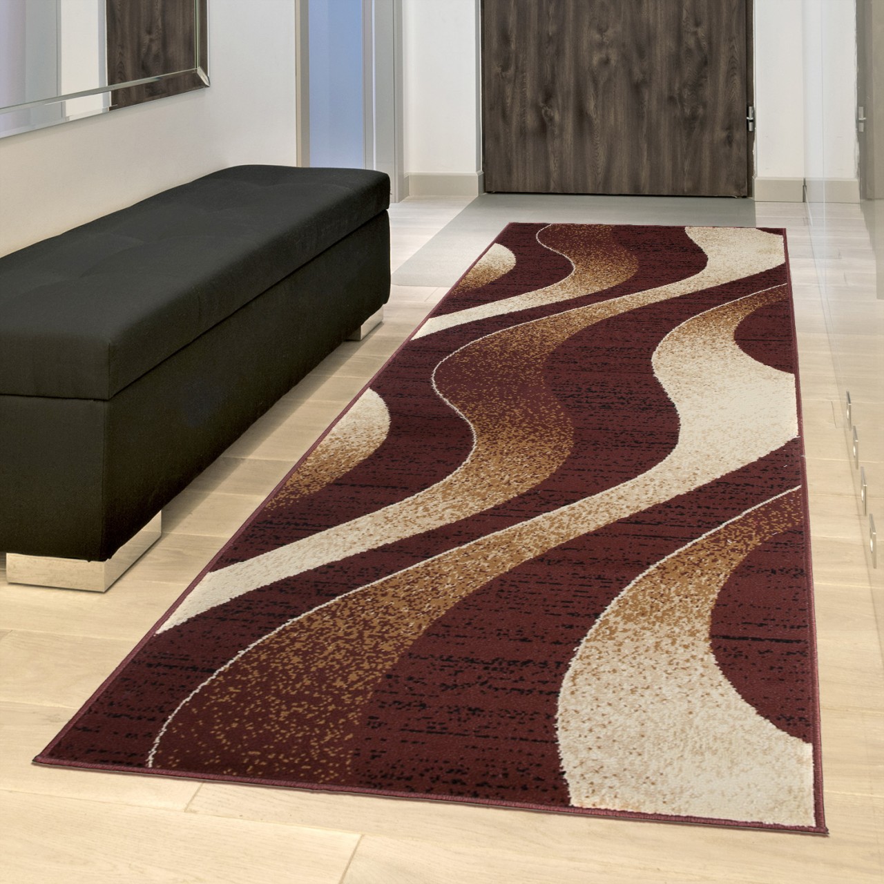 Carpet Runner Dream Brown Beige Abstract Waves