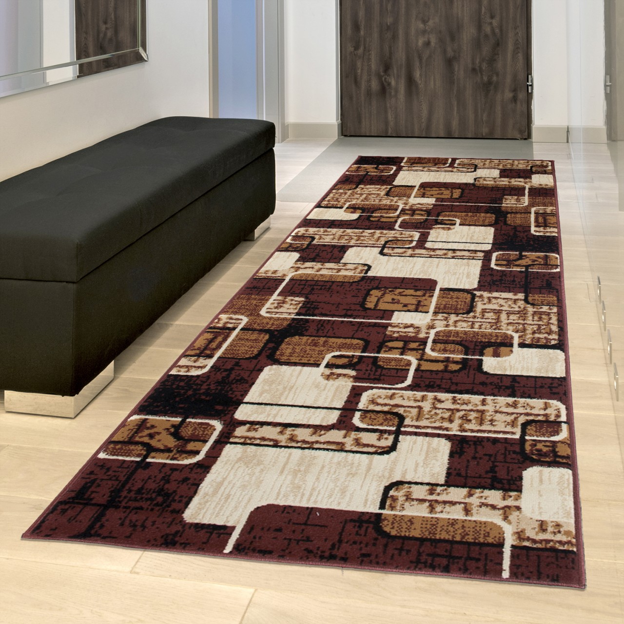 Carpet Runner Dream Brown Geometric Rectangles